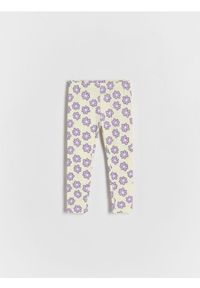 Reserved - Wzorzyste legginsy - żółty. Kolor: żółty. Materiał: bawełna