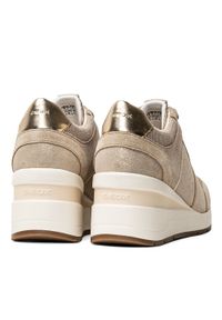 Geox - Sneakersy damskie beżowe GEOX D Zosma A. Okazja: na co dzień. Zapięcie: sznurówki. Kolor: beżowy. Materiał: skóra, zamsz. Szerokość cholewki: normalna. Obcas: na koturnie #5