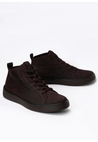 ecco - Sneakersy męskie brązowe ECCO STREET TRAY M MID-CUT BOO. Zapięcie: sznurówki. Kolor: brązowy. Materiał: nubuk, skóra, guma. Technologia: Gore-Tex #1