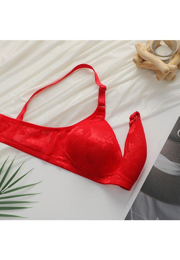 Intica - Biustonosz push-up z fiszbinami dla idealnego kształtu i wsparcia Ainslie. Kolor: czerwony. Materiał: materiał. Rodzaj stanika: push-up, biustonosz z fiszbinami