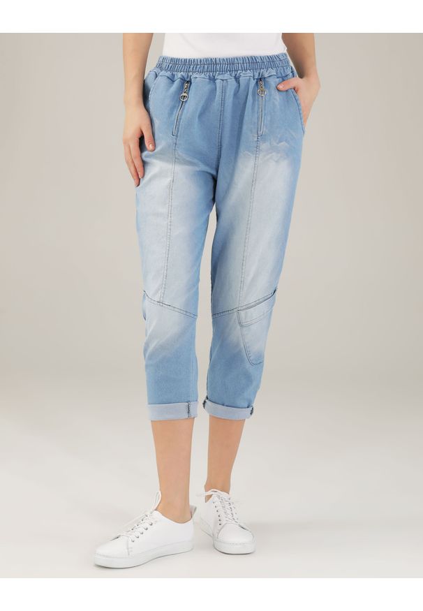 Unisono - SPODNIE Z BAWEŁNY 234-10800 JEANS. Materiał: jeans, bawełna