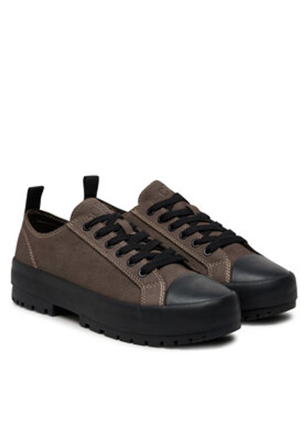 Calvin Klein Jeans Sneakersy Lugged Hybrid Low Laceup Auth YM0YM01091 Brązowy. Kolor: brązowy. Materiał: zamsz, skóra