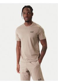 EA7 Emporio Armani T-Shirt 8NPT25 PJVPZ U6167 Beżowy Regular Fit. Kolor: beżowy. Materiał: bawełna #1