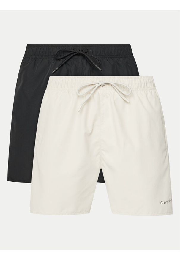Calvin Klein Swimwear Komplet 2 par szortów kąpielowych KM0KM01165 Kolorowy Regular Fit. Materiał: syntetyk. Wzór: kolorowy