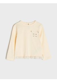 Sinsay - Koszulka z długimi rękawami - kremowy. Kolor: kremowy. Długość rękawa: długi rękaw. Długość: długie #1