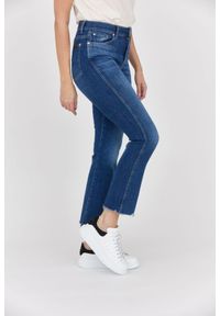 7 FOR ALL MANKIND Ciemnoniebieskie jeansy damskie z poszarpanymi nogawkami HW Slim Kick, Rozmiar 30. Kolor: niebieski #3
