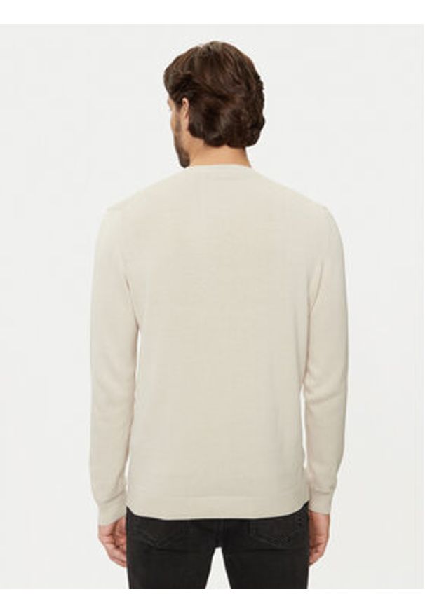 Karl Lagerfeld - KARL LAGERFELD Sweter 655029 544301 Beżowy Regular Fit. Typ kołnierza: dekolt w karo. Kolor: beżowy. Materiał: wełna