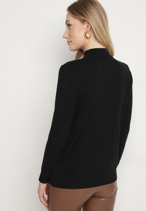 Born2be - Czarny Gładki Sweter z Półgolfem w Stylu Casual Unallia. Okazja: na co dzień. Kolor: czarny. Materiał: jeans. Długość rękawa: długi rękaw. Długość: długie. Wzór: gładki. Styl: casual