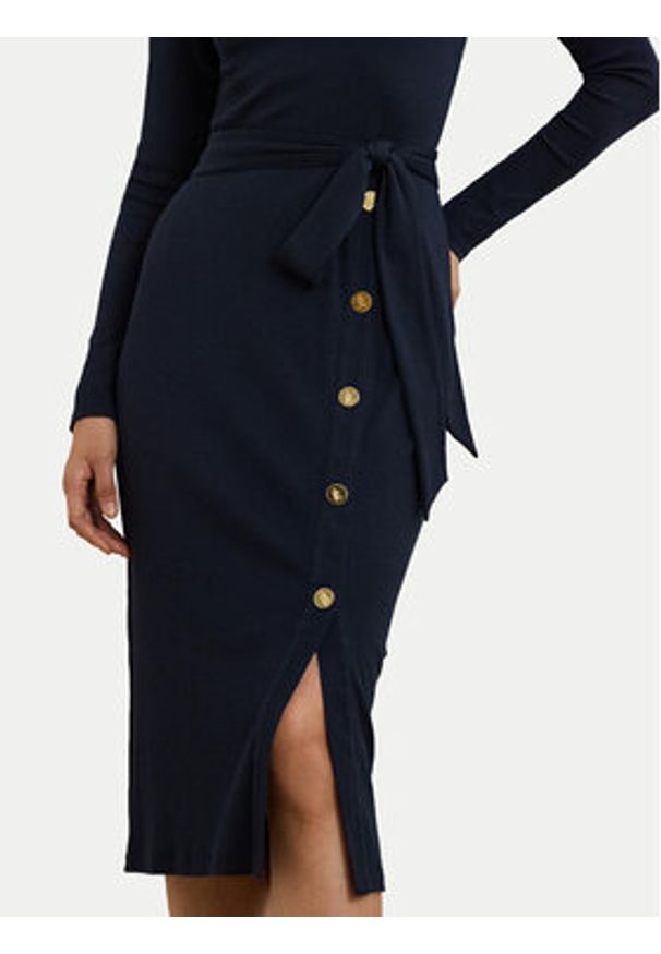 Lauren Ralph Lauren - LAUREN RALPH LAUREN Sukienka dzianinowa 250889290005 Granatowy Slim Fit. Kolor: niebieski. Materiał: bawełna