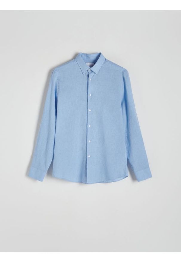 Reserved - Koszula regular fit z lnem - jasnoniebieski. Kolor: niebieski. Materiał: len