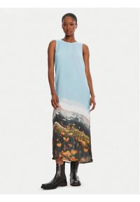 Desigual Sukienka codzienna Plisado Paisaje 25WWVW07 Błękitny Regular Fit. Okazja: na co dzień. Kolor: niebieski. Materiał: syntetyk. Typ sukienki: proste. Styl: casual