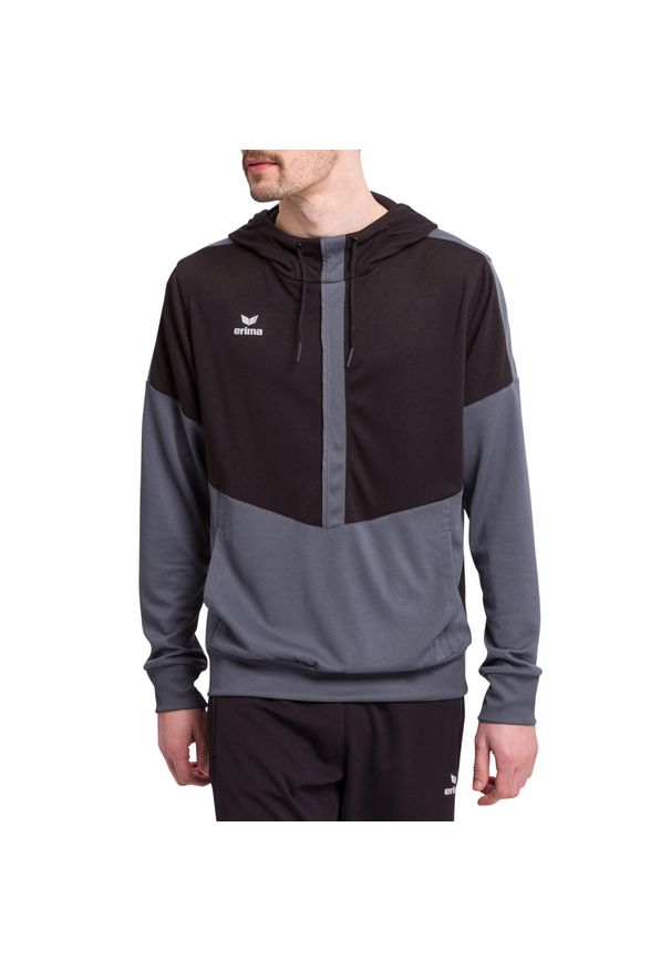 ERIMA - Hoodie Erima Squad. Typ kołnierza: kaptur. Kolor: wielokolorowy, szary, czarny. Materiał: dresówka. Styl: sportowy