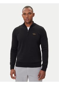 Aeronautica Militare Sweter 252MA1578UL00506 Czarny Regular Fit. Kolor: czarny. Materiał: bawełna