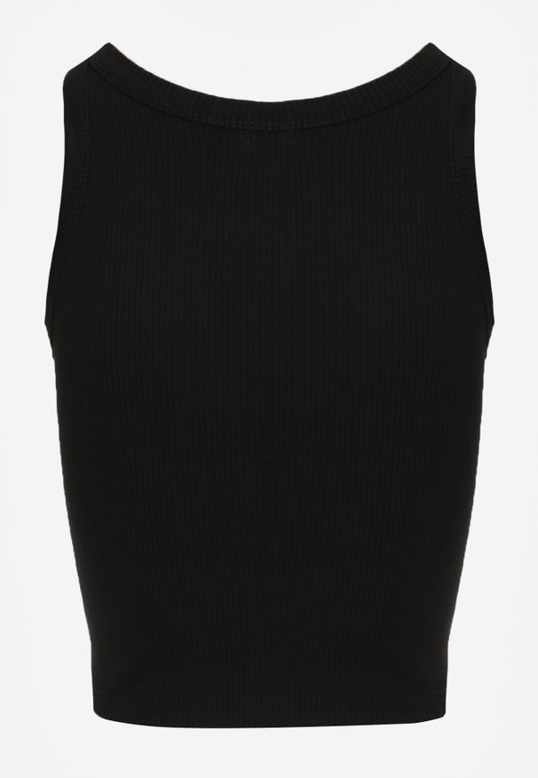 Born2be - Czarny Top z Prążkowanego Materiału Zitessa. Okazja: na co dzień. Kolor: czarny. Materiał: prążkowany, materiał. Długość rękawa: na ramiączkach. Styl: casual, klasyczny, elegancki