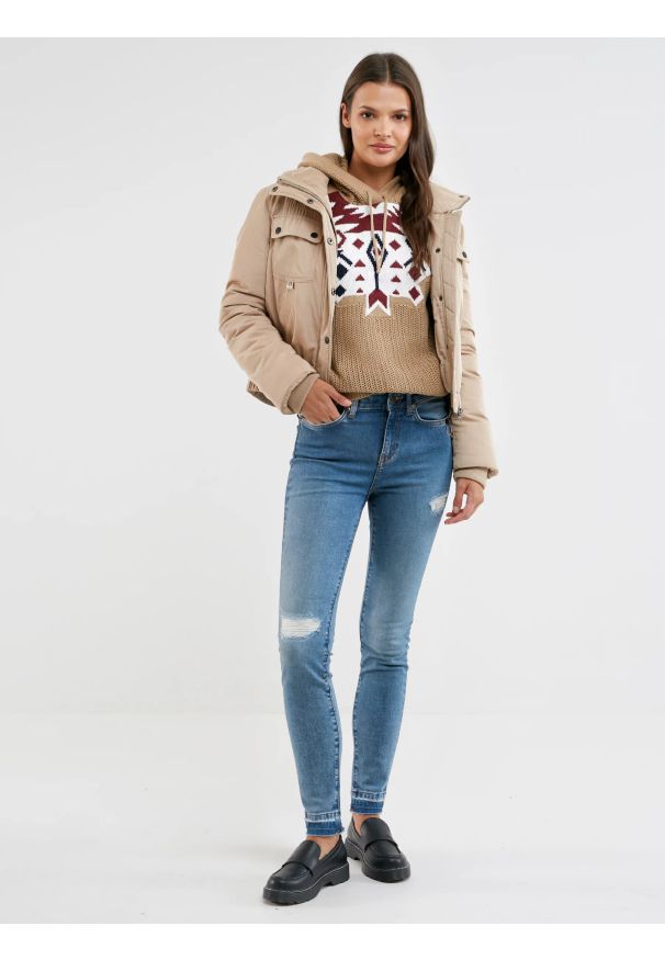 Big-Star - Jeansy damskie skinny z przetarciami niebieskie Adela 483. Kolor: niebieski. Styl: street, klasyczny