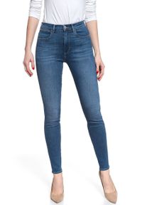 Wrangler - DAMSKIE SPODNIE JEANSOWE WRANGLER HIGH RISE SKINNY MID INDIGO W27HVQX8E. Okazja: na co dzień. Stan: podwyższony. Styl: casual, elegancki