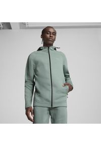 Puma - Męska rozpinana bluza z kapturem EVOSTRIPE PUMA Green Moon. Typ kołnierza: kaptur. Kolor: zielony. Sport: bieganie