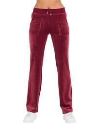 Juicy Couture - JUICY COUTURE Bordowe spodnie dresowe Del Ray Pocket Pant. Kolor: czerwony. Materiał: dresówka