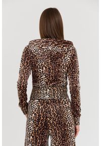 Juicy Couture - JUICY COUTURE Bluza damska Marissa Leopard Velour Track Top. Kolor: brązowy