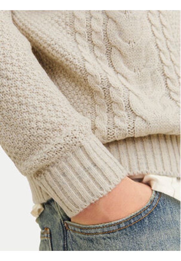 Jack & Jones Sweter Craig 12260826 Écru Regular Fit. Materiał: syntetyk