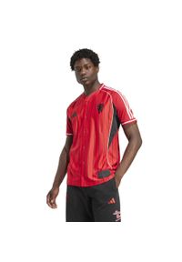 Adidas - Koszulka kibica baseballowego US Manchester United 2025/26. Kolor: czerwony. Materiał: jersey. Sport: piłka nożna