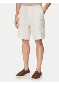 Calvin Klein Jeans Szorty materiałowe LV04RF610G Beżowy jasny Regular Fit. Kolor: beżowy. Materiał: bawełna #1