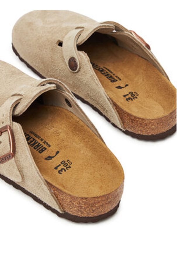 Birkenstock Klapki Boston Kids 1027875 Beżowy. Kolor: beżowy. Materiał: zamsz, skóra