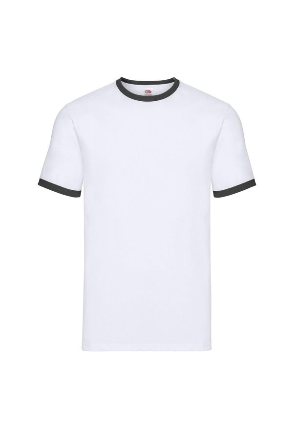 FRUIT OF THE LOOM - T-shirt Męski Ringer. Kolor: biały, wielokolorowy, czarny