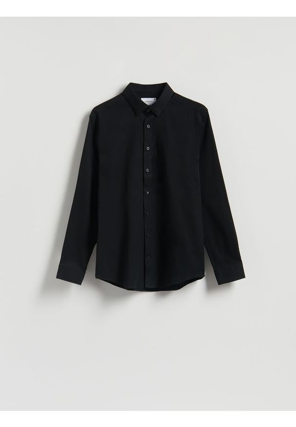 Reserved - Bawełniana koszula super slim fit - czarny. Kolor: czarny. Materiał: bawełna