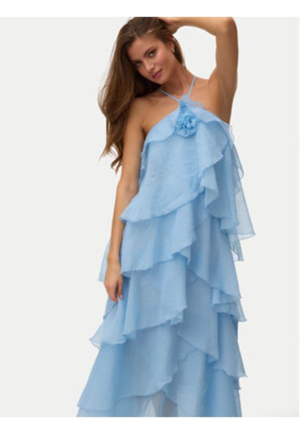 Vero Moda Sukienka letnia Delillah 10338846 Niebieski jasny Regular Fit. Kolor: niebieski. Materiał: syntetyk. Sezon: lato