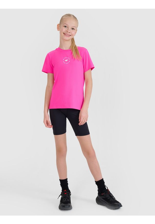 4f - 4F Legginsy kolarki sportowe dziewczęce - czarne 158/164 (12-14 lat). Kolor: czarny. Sezon: lato. Styl: sportowy