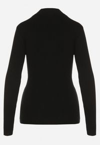 Born2be - Czarny Golf Ozdobiony Tłoczeniem Amilta. Okazja: na co dzień. Typ kołnierza: golf. Kolor: czarny. Materiał: jeans. Wzór: aplikacja. Styl: casual, elegancki #6