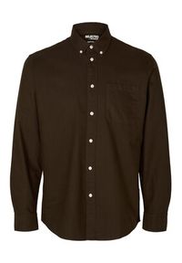 Selected Homme Koszula 16077359 Brązowy Regular Fit. Kolor: brązowy. Materiał: bawełna