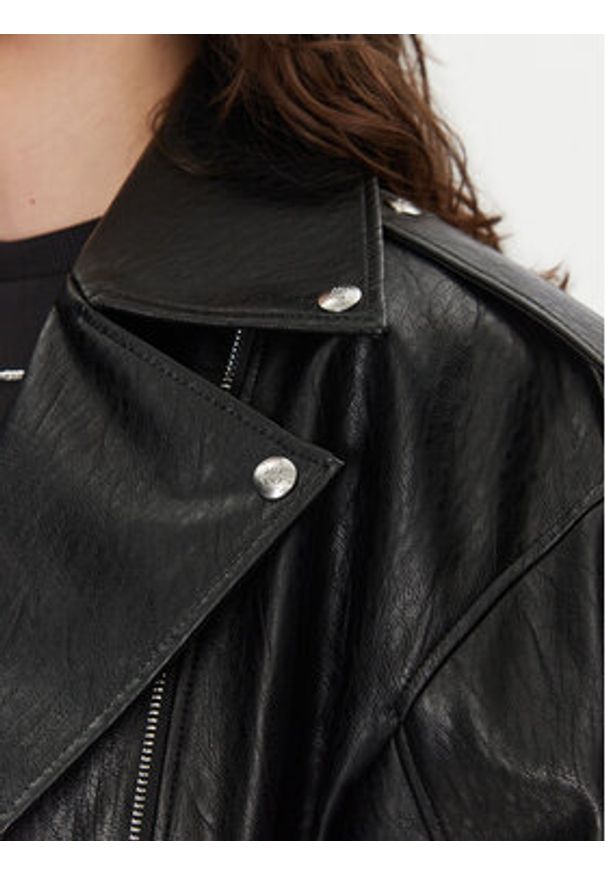 Hugo - HUGO Kurtka z imitacji skóry Alipha-1 50530031 Czarny Relaxed Fit. Kolor: czarny. Materiał: skóra