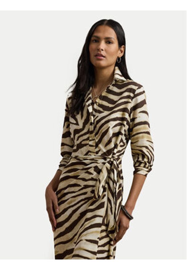 Lauren Ralph Lauren - LAUREN RALPH LAUREN Sukienka koszulowa 200970833001 Beżowy Regular Fit. Kolor: beżowy. Materiał: syntetyk. Typ sukienki: koszulowe