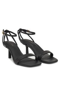 TOMMY HILFIGER - Tommy Hilfiger Sandały Leather Knots Kitten Sandal FW0FW08424 Czarny. Kolor: czarny. Materiał: skóra