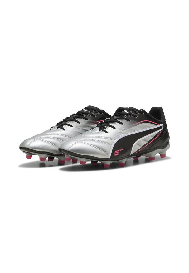 Puma - Buty piłkarskie KING Pro FG/AG PUMA Silver Black Sun Struck White Metallic Pink. Kolor: biały, wielokolorowy, różowy, czarny. Szerokość cholewki: normalna. Sport: piłka nożna