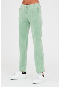 Juicy Couture - JUICY COUTURE Seledynowe spodnie dresowe Tina. Kolor: niebieski. Materiał: dresówka