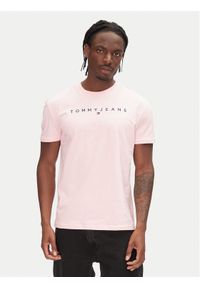Tommy Jeans T-Shirt Linear Logo DM0DM20744 Różowy Regular Fit. Kolor: różowy. Materiał: bawełna