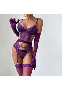 Intica - Komplet bielizny z rękawiczkami na specjalne okazje Auzinda. Kolor: fioletowy. Materiał: materiał #2