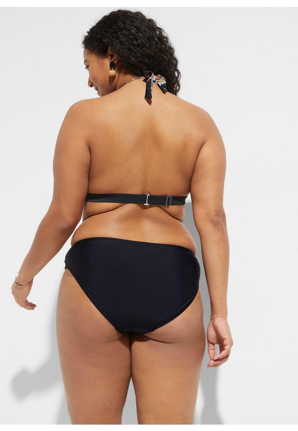 bonprix - Figi bikini. Kolor: czarny. Materiał: poliamid. Wzór: nadruk