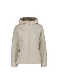 Kurtka puchowa damska z odpinanym kapturem CMP. Kolor: beżowy. Materiał: puch. Sezon: zima. Sport: turystyka piesza, narciarstwo #1