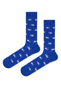 His Story - Tematyczne Skarpetki Bawełniane - Niebieskie w Helikoptery. Kolor: niebieski. Materiał: elastan, bawełna, poliamid #1