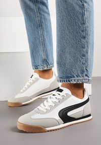 Renee - Białe Basicowe Sneakersy Ellimira. Okazja: na co dzień. Kolor: biały. Materiał: jeans #3