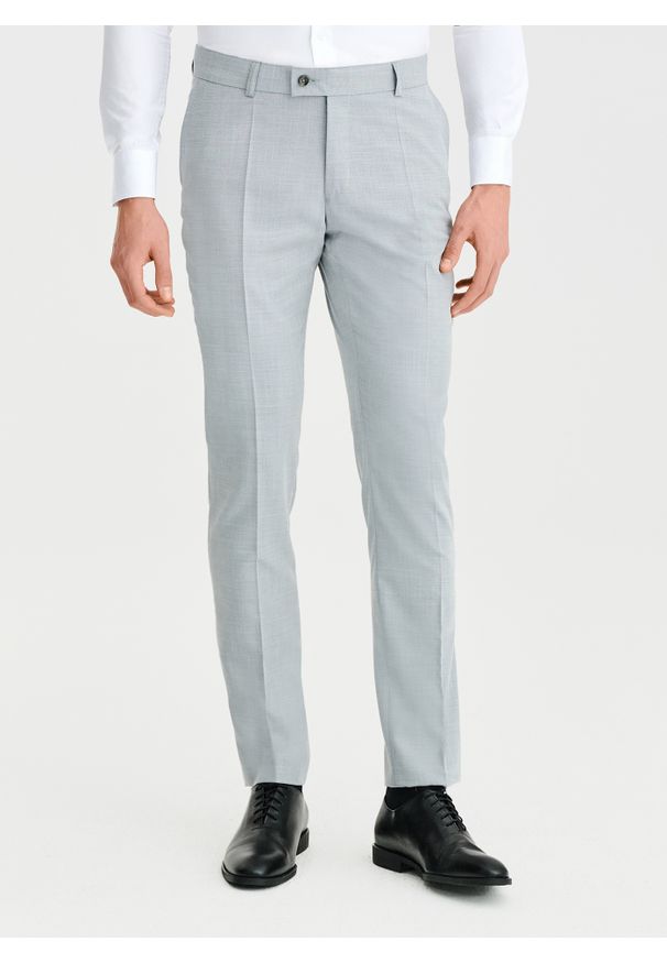 Pako Lorente - PAKO LORENTE – Szare spodnie ganiturowe. Kolor: szary. Materiał: poliester, elastan, wiskoza. Wzór: gładki. Styl: elegancki, młodzieżowy