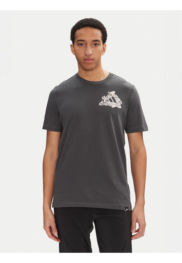 Adidas - adidas T-Shirt Football Kicks Graphic JD8211 Szary Regular Fit. Kolor: szary. Materiał: bawełna