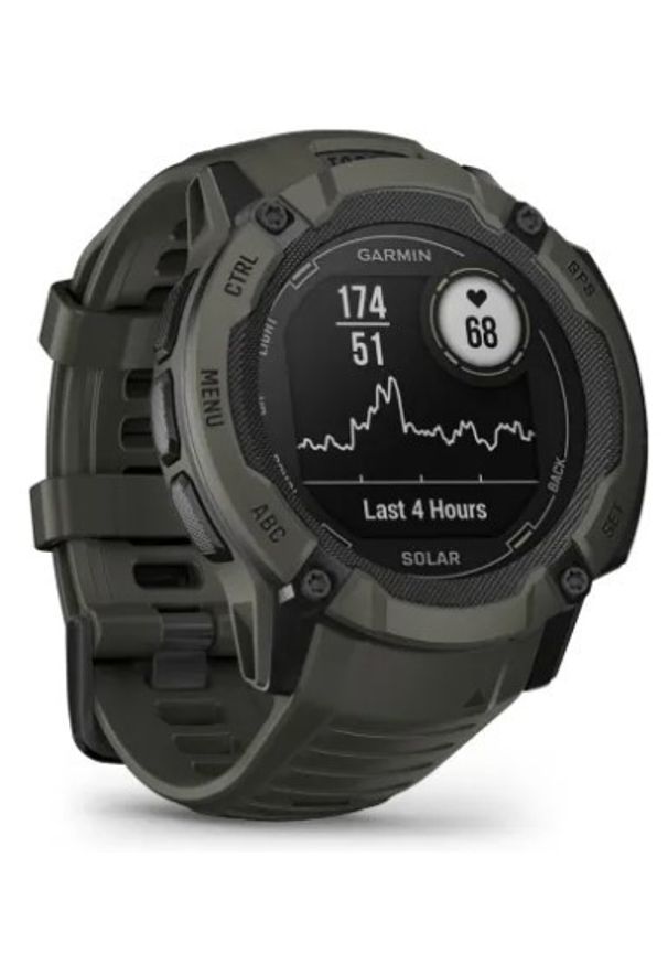 GARMIN - Garmin Instinct 2X Solar (mchowy / mchowy pasek). Rodzaj zegarka: smartwatch. Styl: biznesowy, militarny