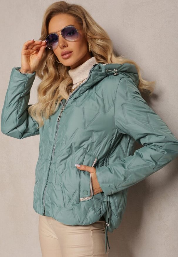 Renee - Zielona Pikowana Kurtka ze Ściągaczami Keulie. Kolor: zielony. Styl: elegancki