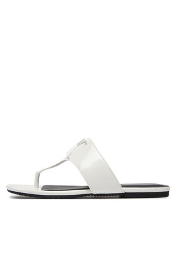 Calvin Klein Jeans Japonki Flat Sandal Slide Toepost Mg Met YW0YW01342 Biały. Kolor: biały. Materiał: skóra