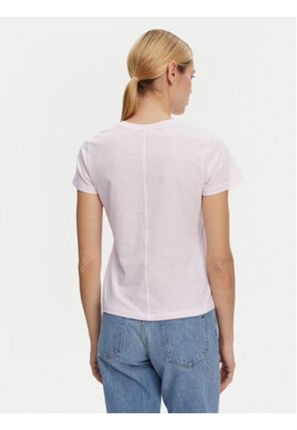 TOMMY HILFIGER - Tommy Hilfiger T-Shirt Slub WW0WW44433 Różowy Slim Fit. Kolor: różowy. Materiał: bawełna